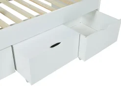 Vente-unique Lit LOUANE avec 2 tiroirs et 1 coffre de rangement - 90 x 190 cm - Blanc Outlet