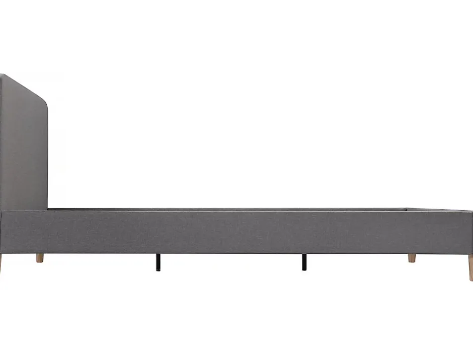 Habitat Et Jardin Lit louise 203 x 148 x 90 cm en tissu cadre a lattes pour 2 personnes de couleur gris Clearance