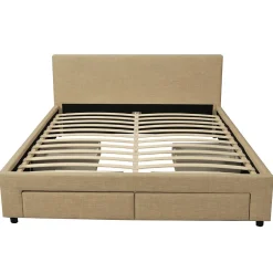 Weber Industries Lit LUGANO 140x190 + 1 sommier + 4 tiroirs / Beige