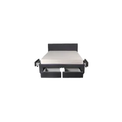 Weber Industries Lit LUGANO 160x200 + 1 sommier + 4 tiroirs / Gris foncé