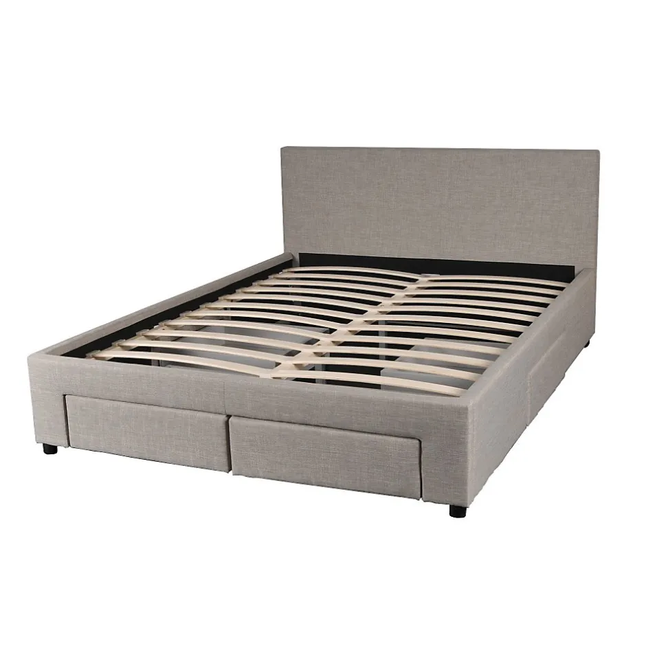 Weber Industries Lit LUGANO 140x190 + 1 sommier + 4 tiroirs / Gris clair Clearance