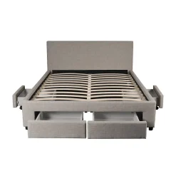Weber Industries Lit LUGANO 140x190 + 1 sommier + 4 tiroirs / Gris clair Clearance
