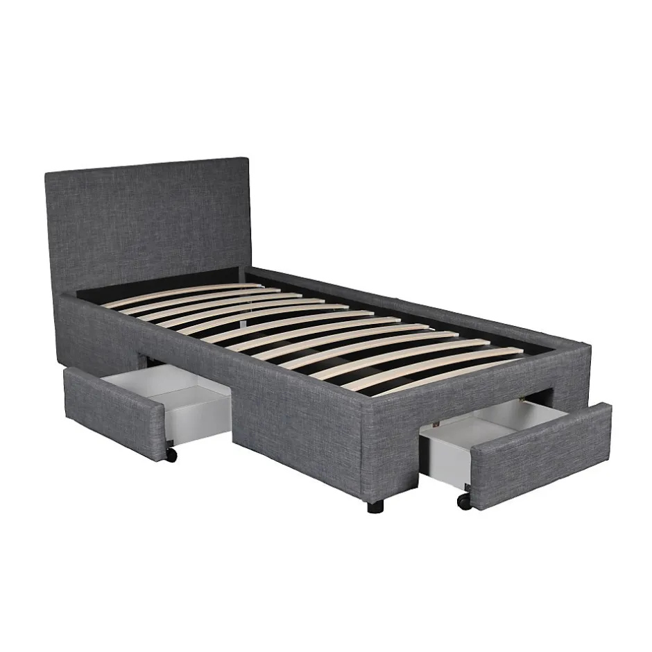 Weber Industries Lit LUGANO 90x190 + 1 sommier + 2 tiroirs / Gris foncé Clearance