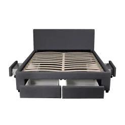 Weber Industries Lit LUGANO 140x190 + 1 sommier + 4 tiroirs / Gris foncé