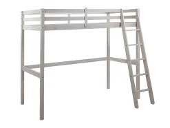 Vente-unique Lit mezzanine - 90 x 190 cm - Pin massif - Blanchi + matelas - GEDEON II New
