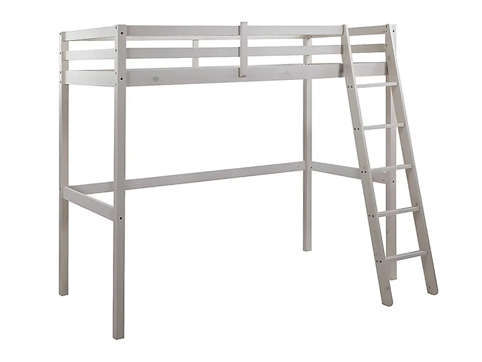 Vente-unique Lit mezzanine - 90 x 190 cm - Pin massif - Blanchi + matelas - GEDEON II New