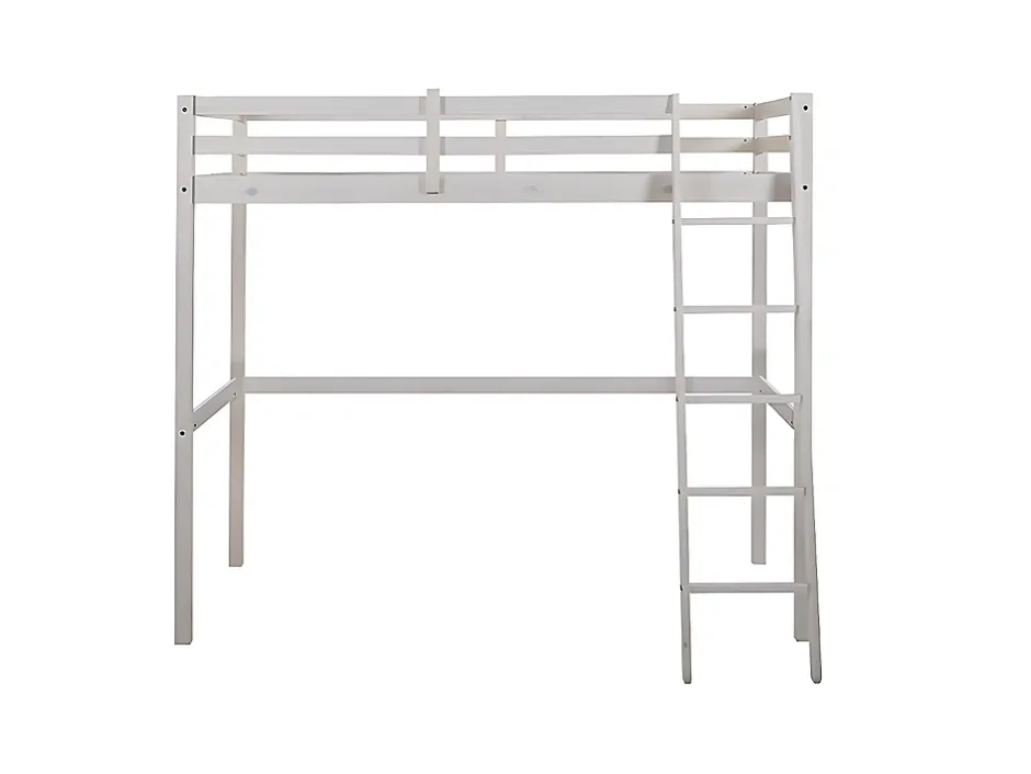 Vente-unique Lit mezzanine - 90 x 190 cm - Pin massif - Blanchi + matelas - GEDEON II New