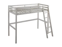 Vente-unique Lit mezzanine - 90 x 190 cm - Pin massif - Blanchi + matelas - GEDEON II New