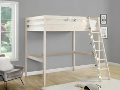 Vente-unique Lit mezzanine - 140 x 190 cm - Pin massif - Blanchi -GEDEON II Best