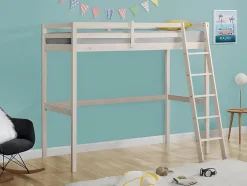 Vente-unique Lit mezzanine - 90 x 190 cm - Pin massif - Blanchi -GEDEON II Online