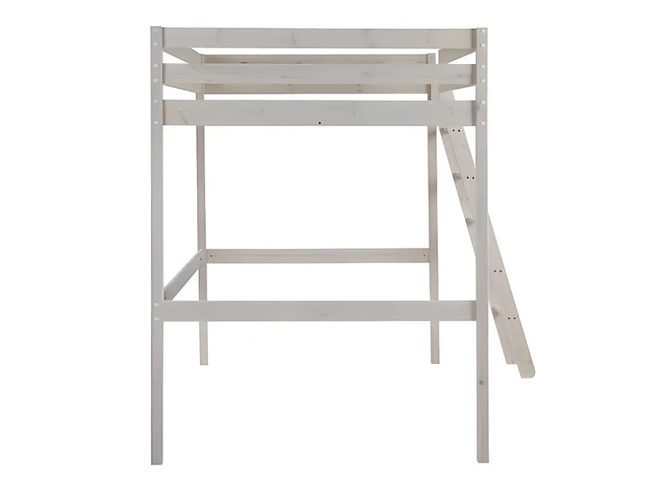 Vente-unique Lit mezzanine - 140 x 190 cm - Pin massif - Blanchi + matelas -GEDEON II