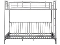 Vente-unique Lit mezzanine 90 x 190 cm - Avec banquette convertible - Métal - Argent + Futon noir - MODULO V