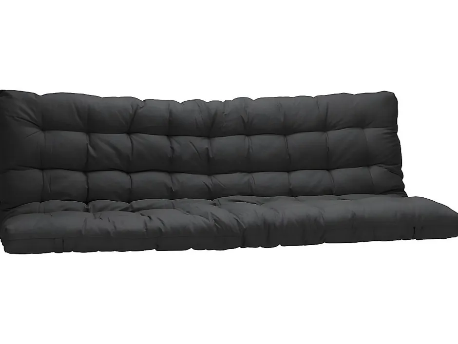 Vente-unique Lit mezzanine 90 x 190 cm - Avec banquette convertible - Métal - Argent + Futon noir - MODULO V