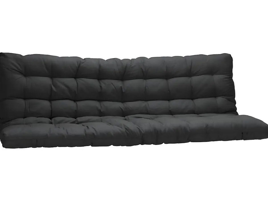 Vente-unique Lit mezzanine 90 x 190 cm - Avec banquette convertible - Métal - Argent + Futon noir - MODULO V