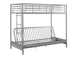 Vente-unique Lit mezzanine 90 x 190 cm - Avec banquette convertible - Métal - Argent - MODULO V