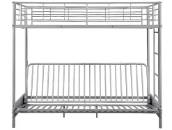 Vente-unique Lit mezzanine 90 x 190 cm - Avec banquette convertible - Métal - Argent + Futon + Matelas - MODULO V Sale