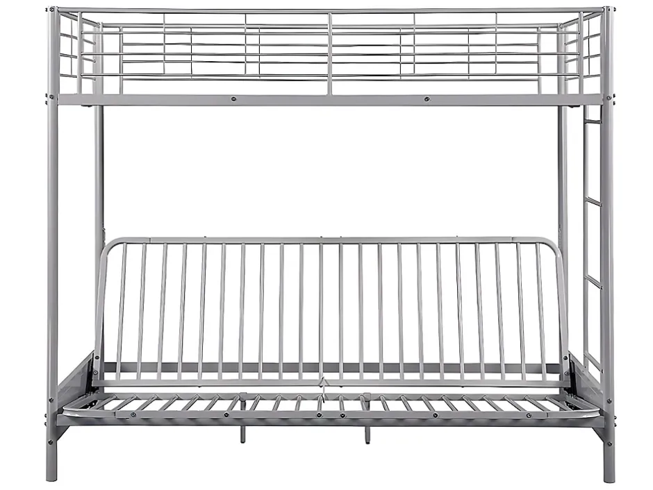 Vente-unique Lit mezzanine 90 x 190 cm - Avec banquette convertible - Métal - Argent + Futon + Matelas - MODULO V Sale