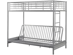 Vente-unique Lit mezzanine 90 x 190 cm - Avec banquette convertible - Métal - Argent + Futon + Matelas - MODULO V Sale