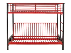 Vente-unique Lit mezzanine 90 x 190 cm - Avec banquette convertible - Métal - Noir et rouge - MODULO V