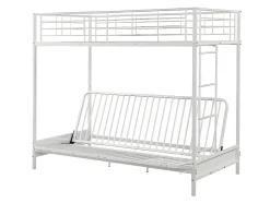 Vente-unique Lit mezzanine 90 x 190 cm - Avec banquette convertible - Métal - Blanc + Futon noir - MODULO V Outlet