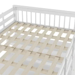 Okwish Lit Mezzanine 140 x 200 cm - Lit enfant avec Bureau et Rangements - Pin + MDF - Sans Matelas - Blanc