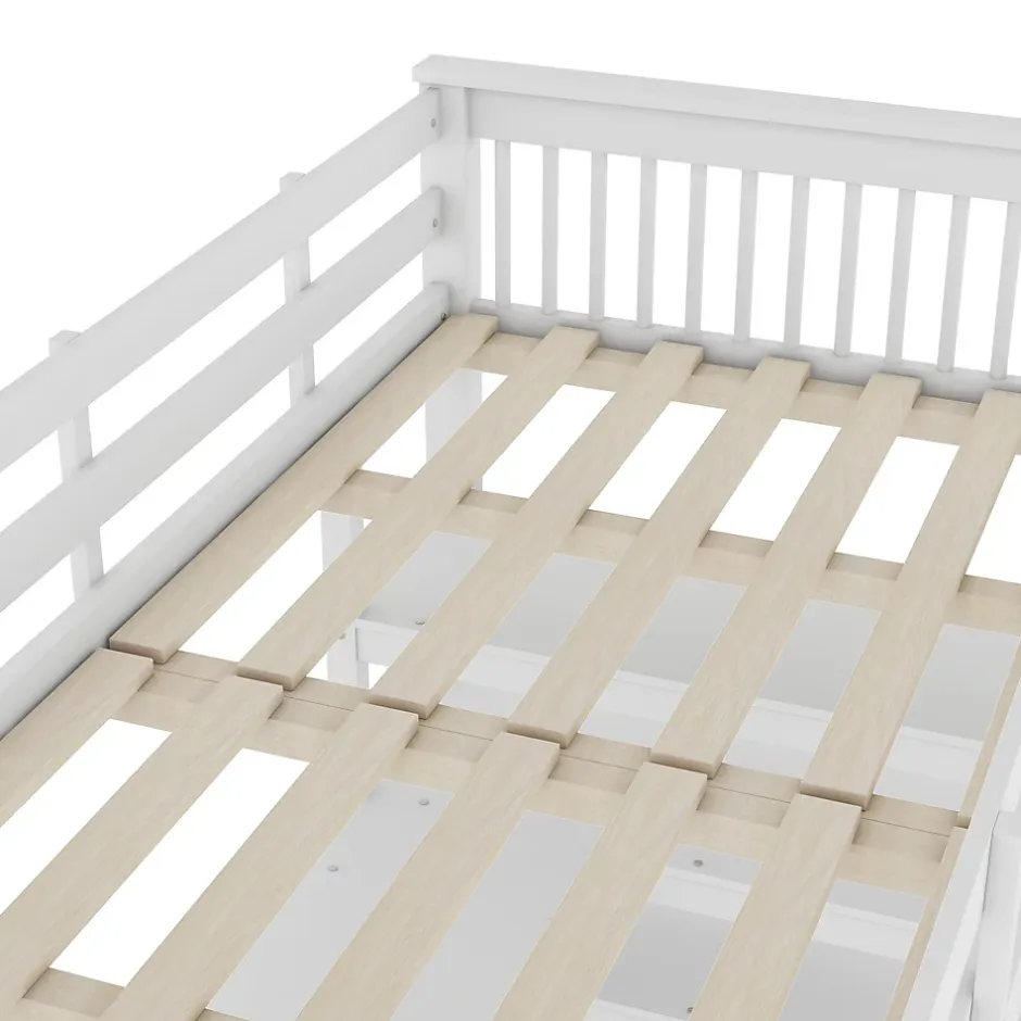 Generique Lit Mezzanine 90 x 200 cm - Lit enfant avec Bureau et Rangements - Pin + MDF - Sans Matelas - Blanc Outlet