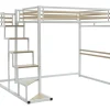 Vente-unique Lit mezzanine 140 x 200 cm - Métal et MDF - Blanc - JOGUI