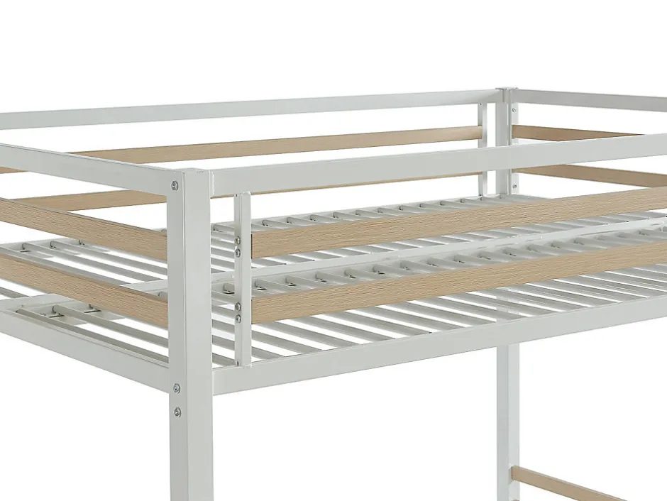 Vente-unique Lit mezzanine 140 x 200 cm - Métal et MDF - Blanc - JOGUI