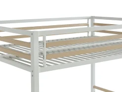 Vente-unique Lit mezzanine 140 x 200 cm - Métal et MDF - Blanc + Matelas - JOGUI