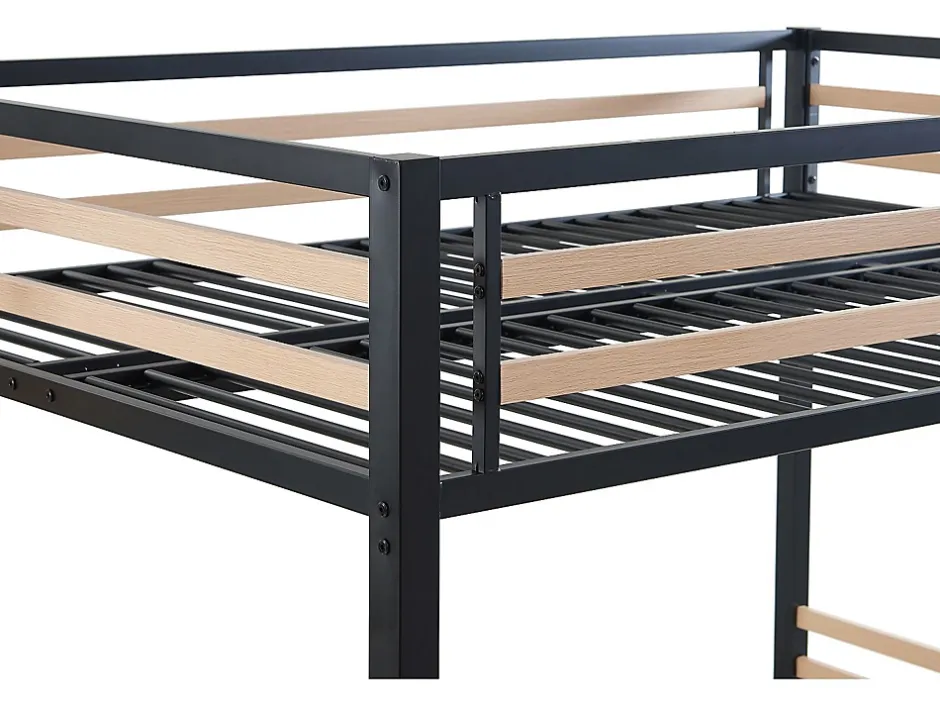 Vente-unique Lit mezzanine 140 x 200 cm - Métal et MDF - Noir et naturel - JOGUI Discount