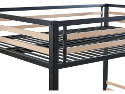 Vente-unique Lit mezzanine 140 x 200 cm - Métal et MDF - Noir et naturel + Matelas - JOGUI