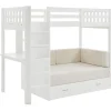 Vente-unique Lit mezzanine 90 X 190 cm avec sofa convertible - Pin et MDF - Blanc - ORPELIA