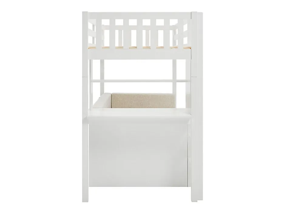 Vente-unique Lit mezzanine 90 X 190 cm avec sofa convertible - Pin et MDF - Blanc - ORPELIA