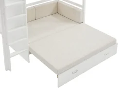 Vente-unique Lit mezzanine 90 X 190 cm avec sofa convertible - Pin et MDF - Blanc - ORPELIA