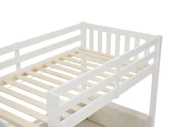 Vente-unique Lit mezzanine 90 X 190 cm avec sofa convertible - Pin et MDF - Blanc - ORPELIA