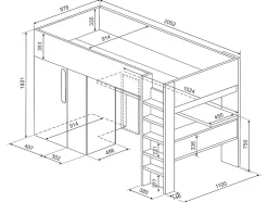 Vente-unique Lit mezzanine 90 x 200 cm avec armoire et bureau - Rose et blanc + matelas - NICOLAS Online