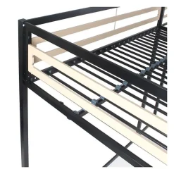 Generic Lit mezzanine - 140x190 cm - Métal - Noir - Sommier inclus - LEON