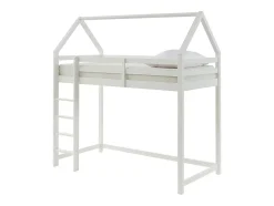 Vente-unique Lit mezzanine cabane 90 x 190 cm - Pin massif - Blanc - TARZIA Hot