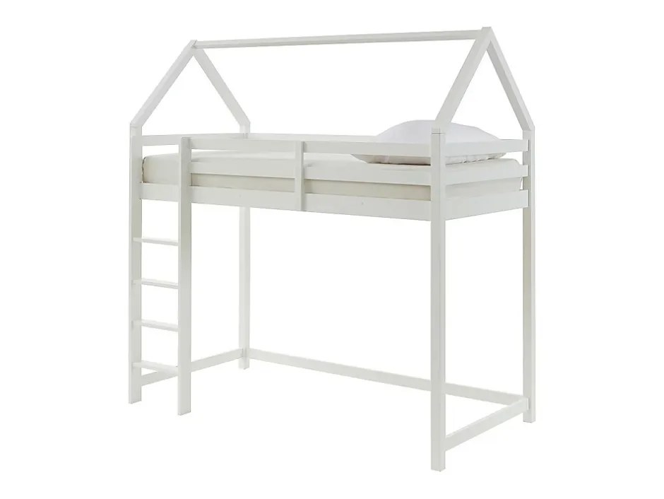 Vente-unique Lit mezzanine cabane 90 x 190 cm - Pin massif - Blanc - TARZIA Hot