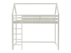 Vente-unique Lit mezzanine cabane 90 x 190 cm - Pin massif - Blanc - TARZIA Hot