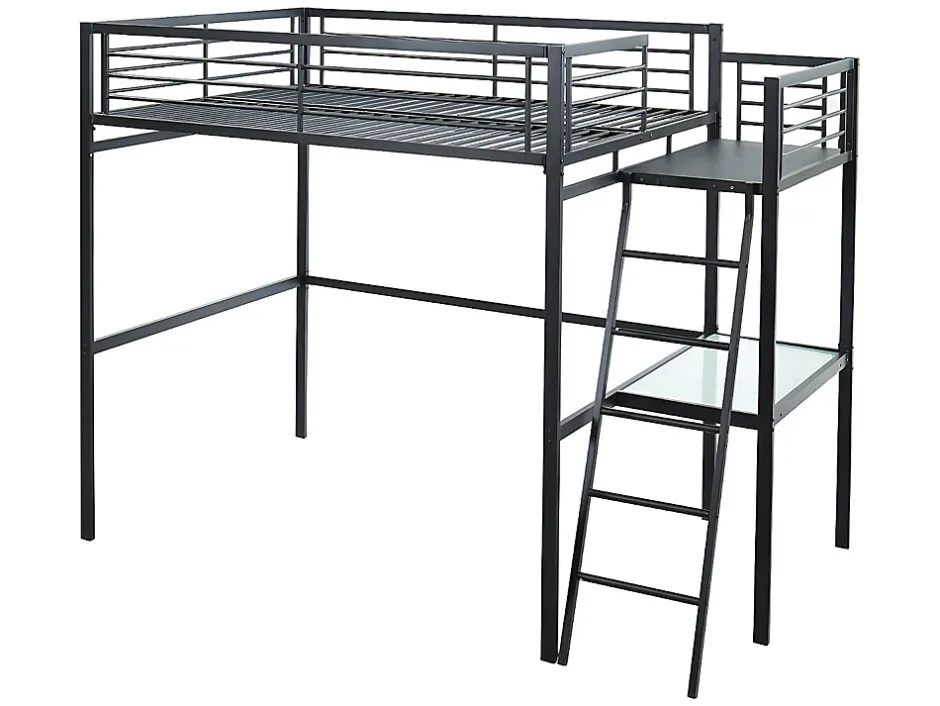 Vente-unique Lit mezzanine CASUAL II - 140 x 190 cm - plateforme bureau - Anthracite + matelas Online