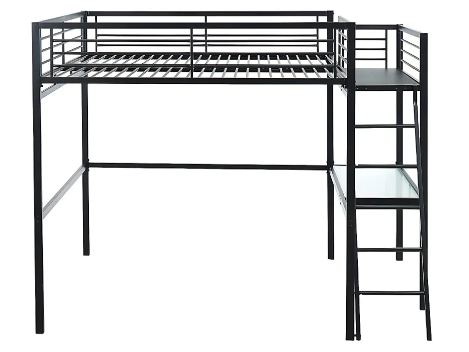 Vente-unique Lit mezzanine CASUAL II - 140 x 190 cm - plateforme bureau - Anthracite + matelas Online