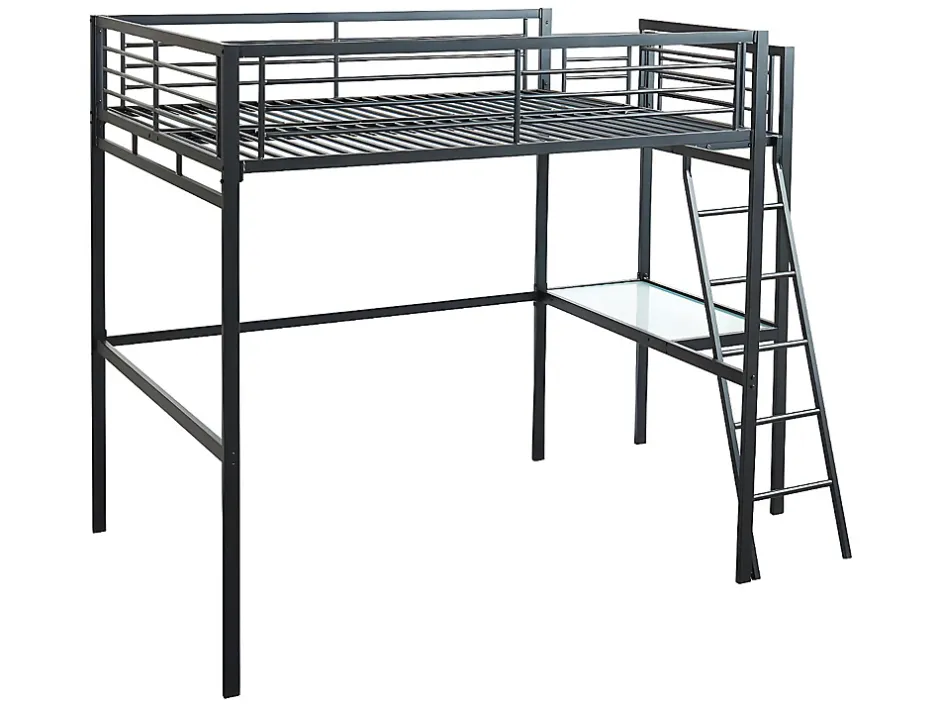 Vente-unique Lit mezzanine CASUAL II - 140 x 190 cm - plateforme bureau - Anthracite + matelas Online