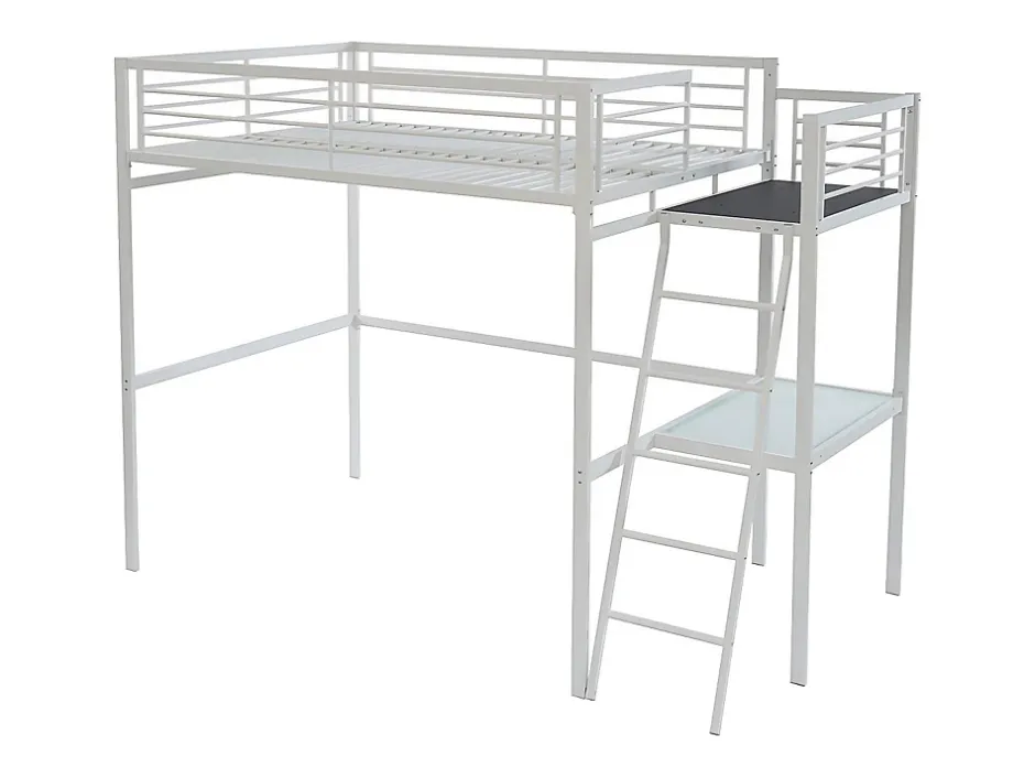 Vente-unique Lit mezzanine CASUAL II - 140 x 190 cm - plateforme bureau - Blanc Outlet
