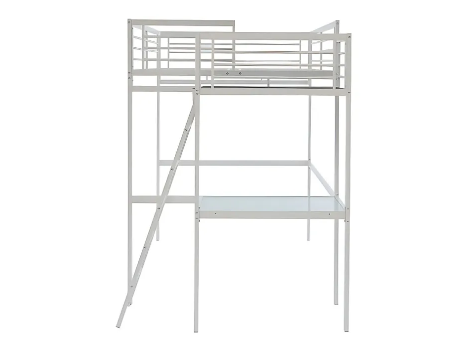 Vente-unique Lit mezzanine CASUAL II - 140 x 190 cm - plateforme bureau - Blanc Outlet