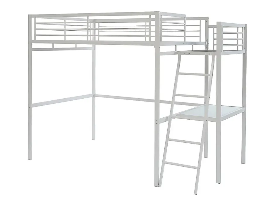 Vente-unique Lit mezzanine CASUAL II - 140 x 190 cm - plateforme bureau - Blanc Outlet