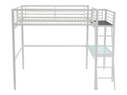 Vente-unique Lit mezzanine CASUAL II - 140 x 190 cm - plateforme bureau - Blanc Outlet