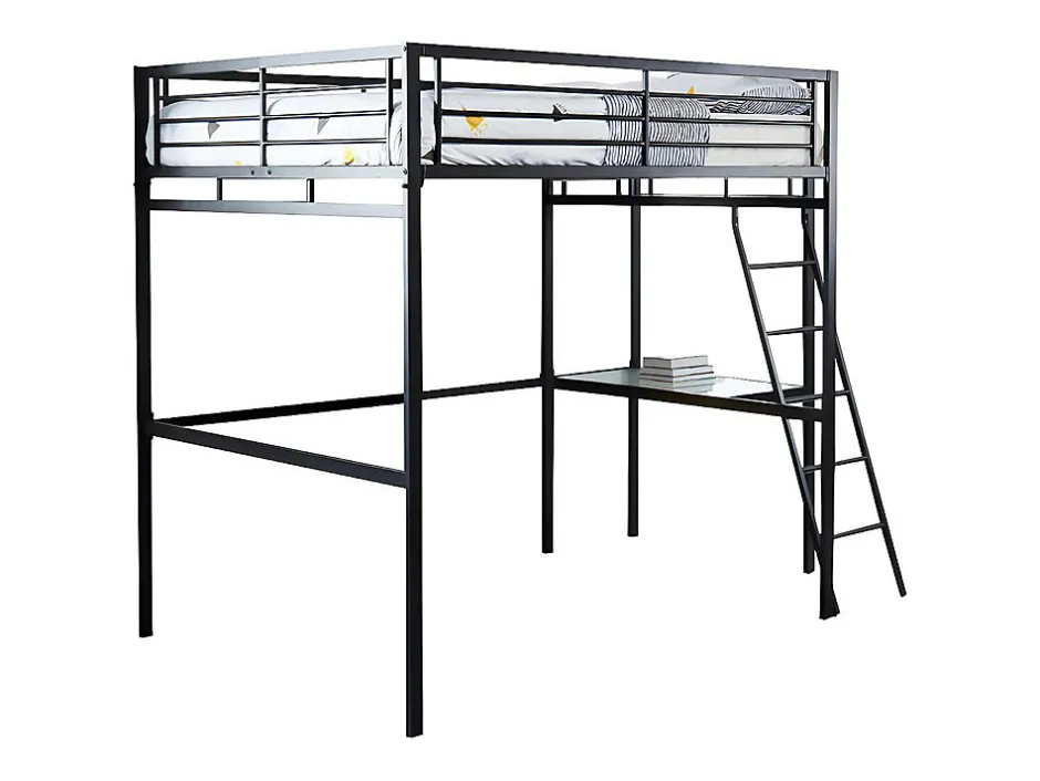 Vente-unique Lit mezzanine CASUAL II - 140 x 190 cm - plateforme bureau - Anthracite