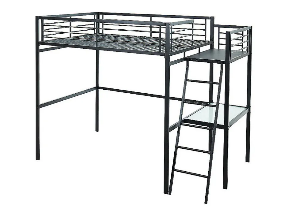 Vente-unique Lit mezzanine CASUAL II - 140 x 190 cm - plateforme bureau - Anthracite