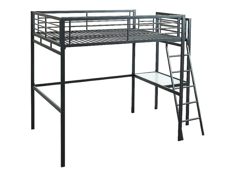 Vente-unique Lit mezzanine CASUAL II - 140 x 190 cm - plateforme bureau - Anthracite
